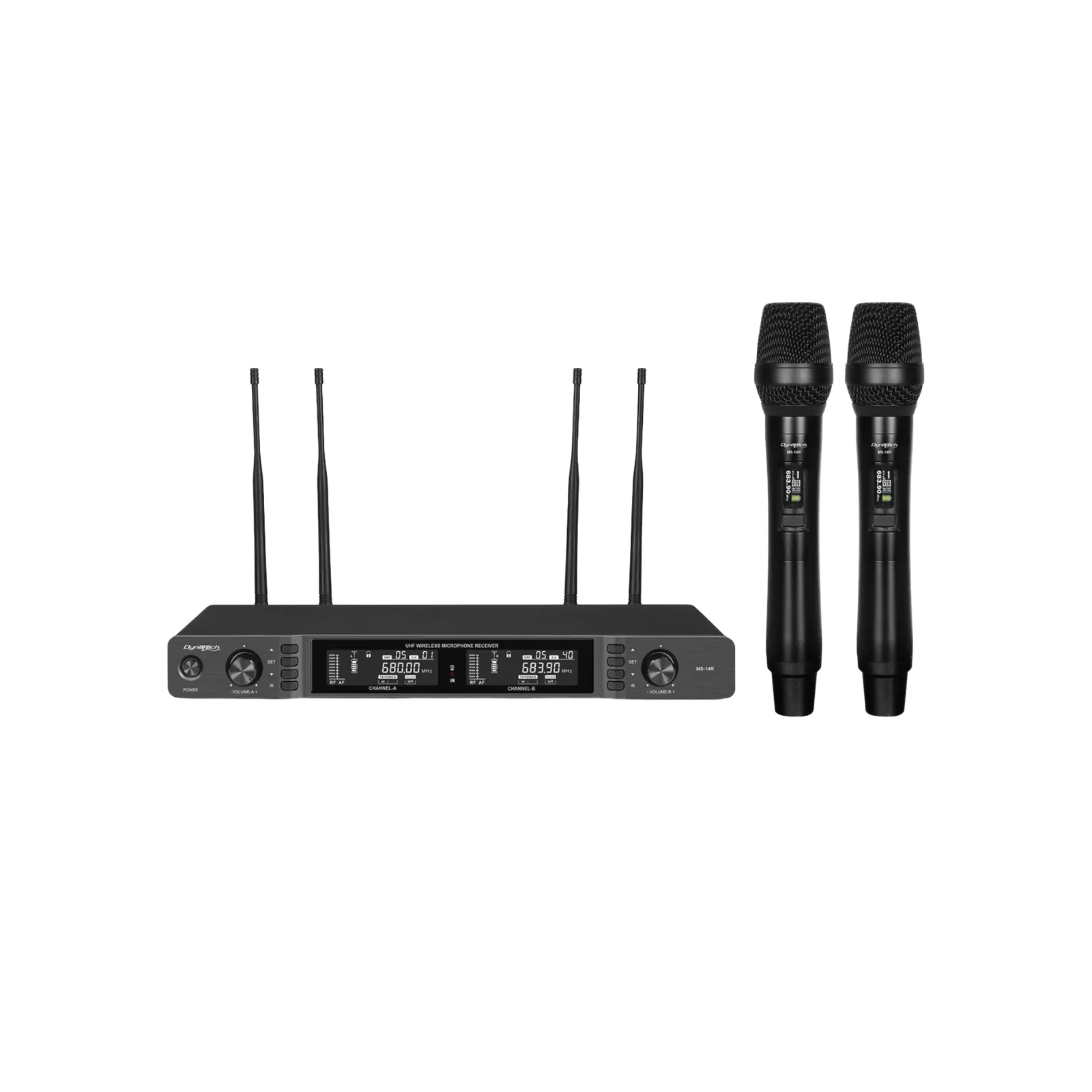Dynatech MS-14HH dual handheld wireless microphone system