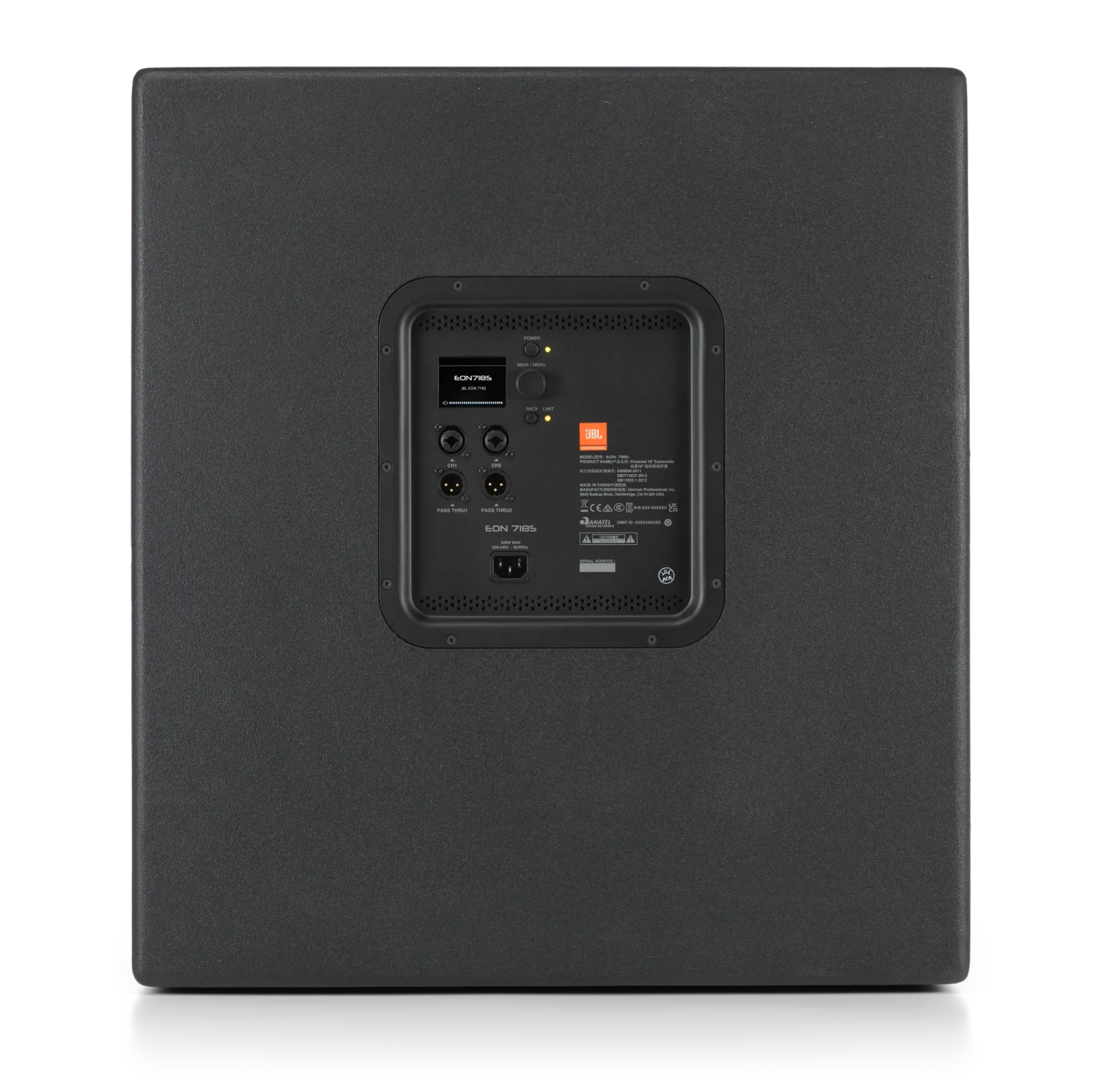 JBL EON718S — rear panel