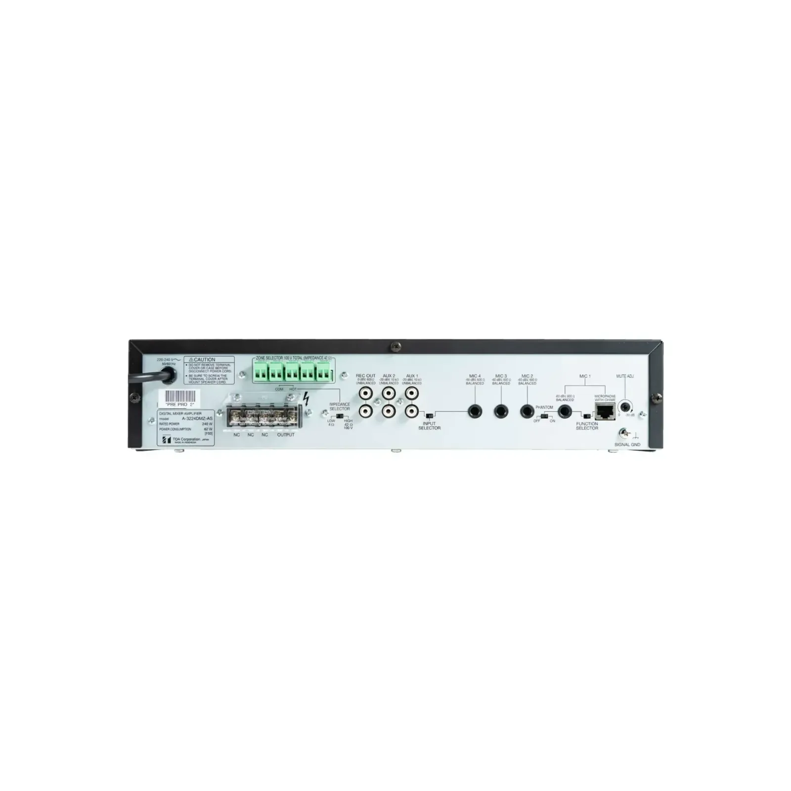 TOA A-3224DMZ-AS1 — rear panel