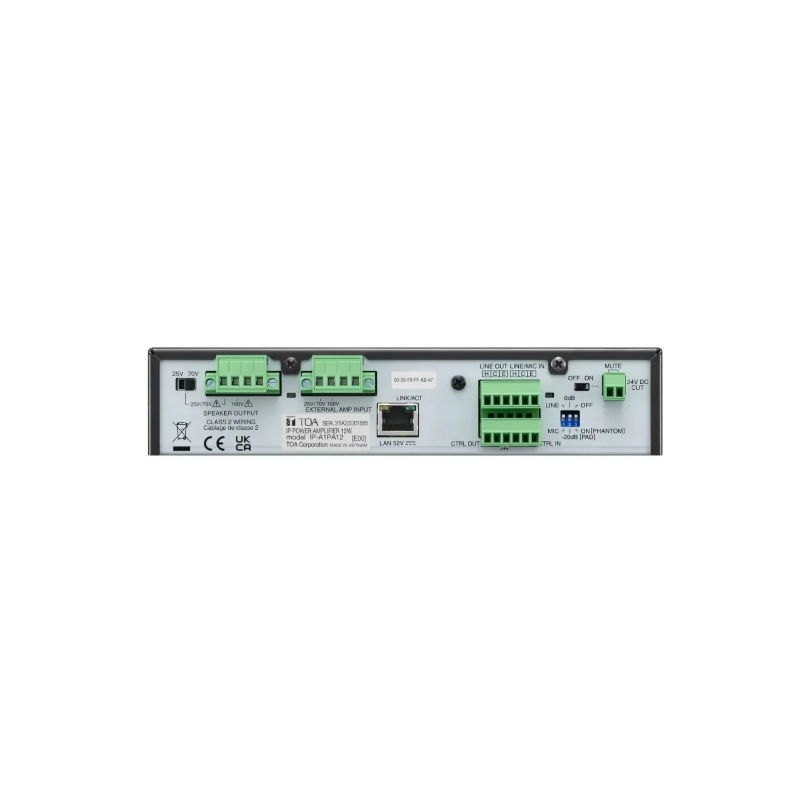 TOA IP-A1PA12 — rear panel