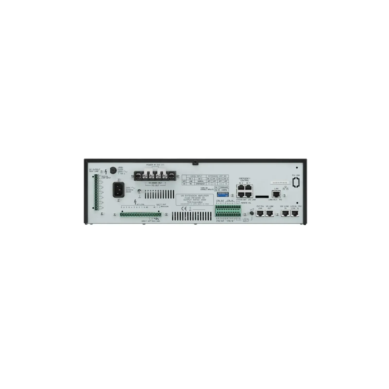 TOA VM-3240E — rear panel